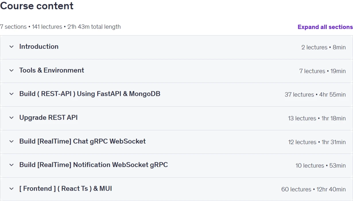 Sujets du cours · full stack ( React – FastAPI Appes sociaux (en temps réel) 2026-5