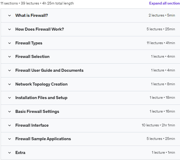 Course topics · Udemy — Fortigate | FORTINET Fortigate Firewall with Lab Exercises 2023-111