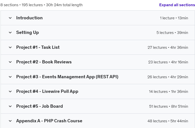 Course topics · Udemy — Master Laravel & PHP: From Beginner to Advanced 2024-10/2025-4