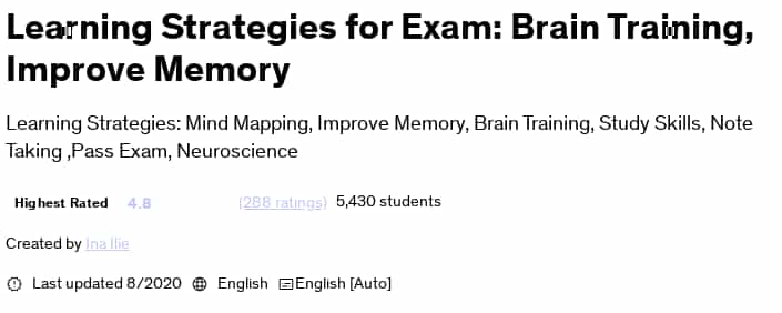 Pictures · Udemy — Learning Strategies for Exam: Brain Training, Improve Memory 2020-8