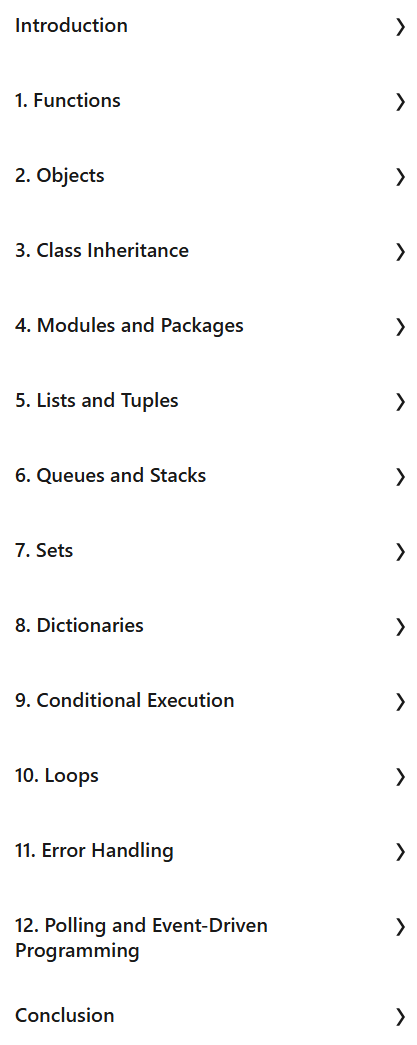 Course topics · Programming Concepts for Python 2023-10