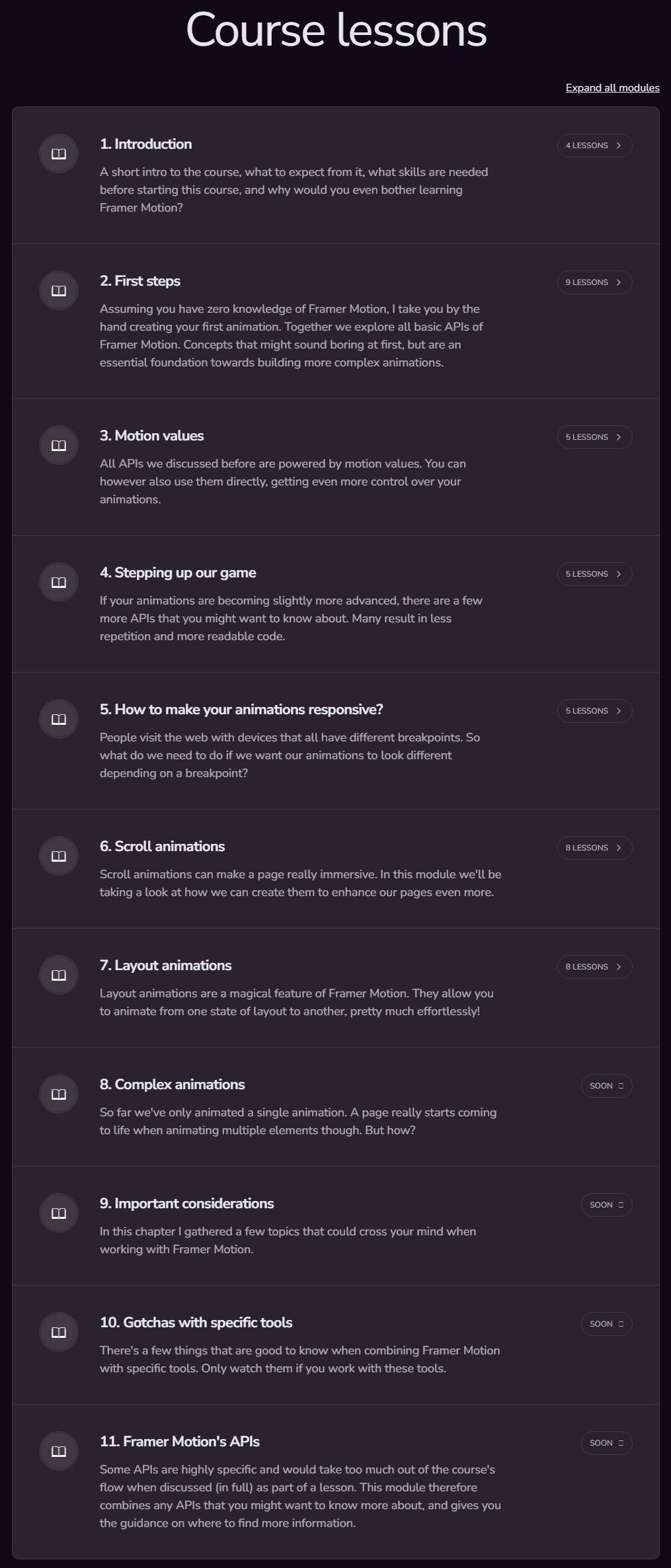 Course topics · Frontend.fyi — Animating the web with Framer Motion 2024-10