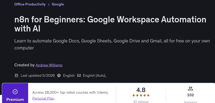 Pictures · n8n for Beginners: Google Workspace Automation with AI 2026-5