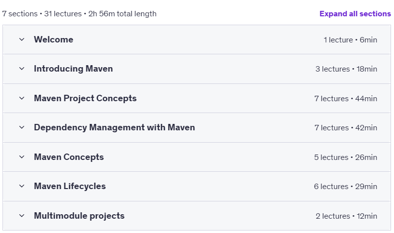 Course topics · Udemy — Maven Essentials – Master Java build automation 2025-2