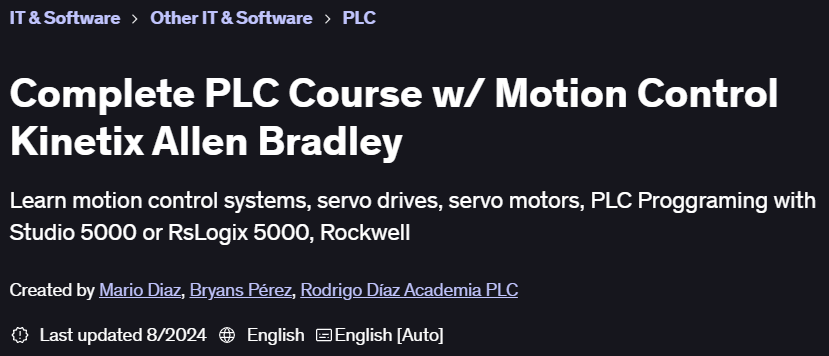 Pictures · Udemy — Complete PLC Course w/ Motion Control Kinetix Allen Bradley 2024-8