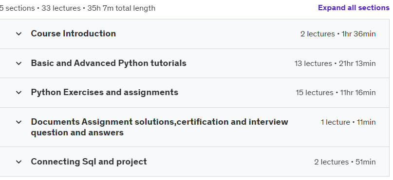Course topics · Udemy — Practice Python Mega pack-500+ exercises,Interview Q&A ,etc. 2024-1