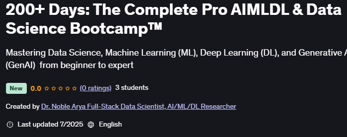 चित्र · 200+ दिन: The Complete Pro AIMLDL & Data Science BootcampTM 2025-7