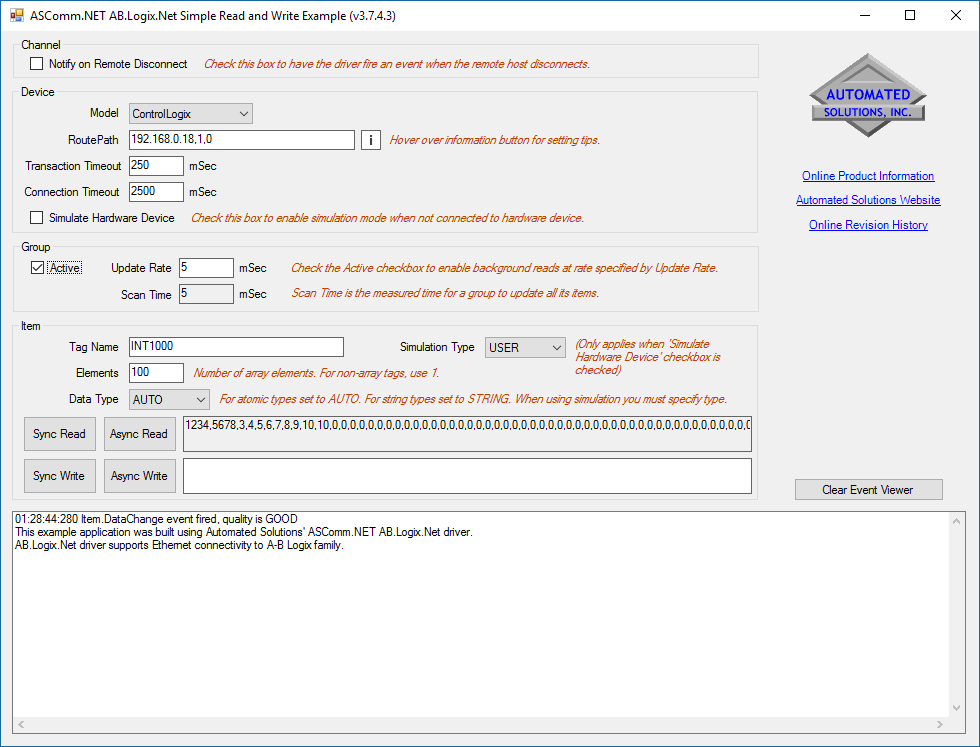 Pictures · Automated Solutions ASComm.NET v3.9.8.7