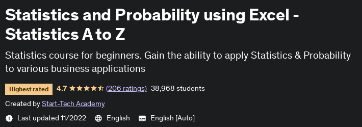 Pictures · Udemy — Statistics and Probability using Excel – Statistics A to Z 2021-8