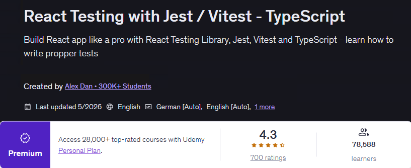 Pictures · React Testing with Jest / Vitest – TypeScript 2026-5