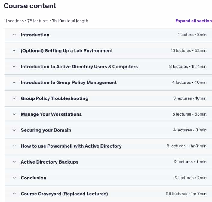 Course topics · Active Directory & Group Policy Lab 2024-8