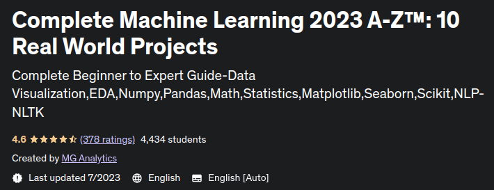 Pictures · Udemy — Complete Machine Learning 2023 A-Z™: 10 Real World Projects 2022-3