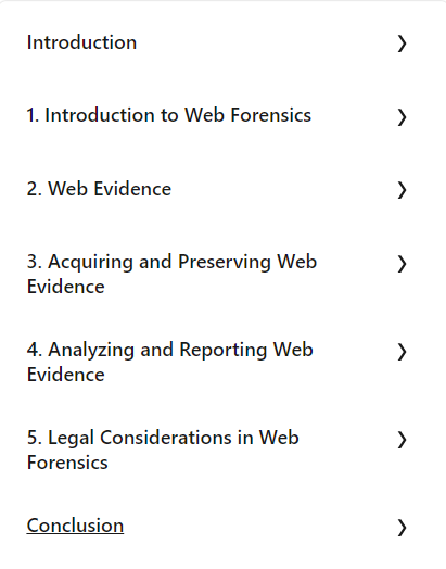 Course topics · LinkedIn — Web Forensics: Recovering Digital Evidence 2024-11