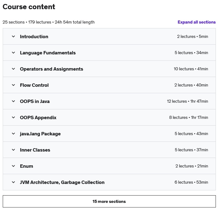 Course topics · Udemy — Java Interview Questions Boot Camp – 1000+ Q& A Master Class 2021-11