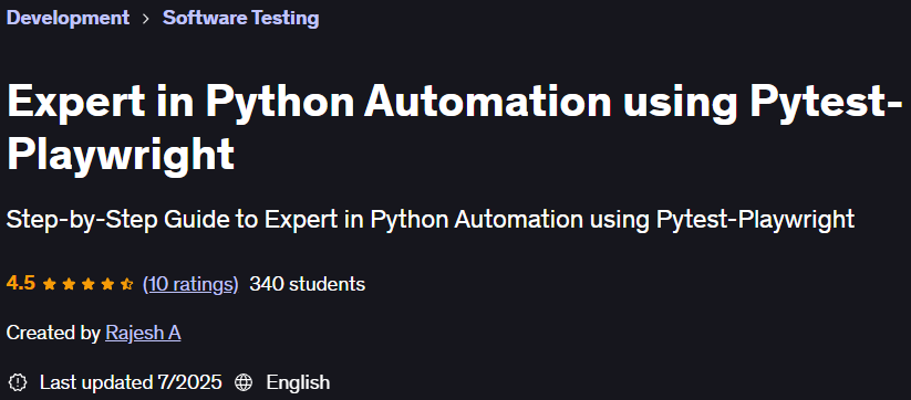 Pictures · Udemy — Expert in Python Automation using Pytest-Playwright 2025-3