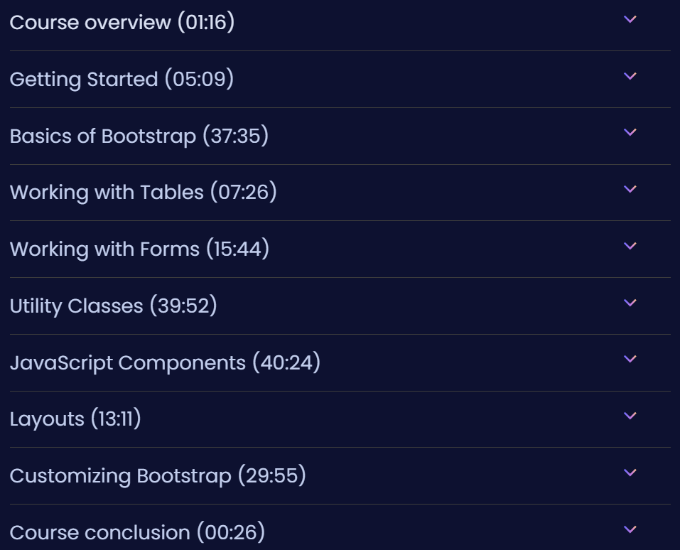 Course topics · Dometrain – From Zero to Hero: Bootstrap 2025-8