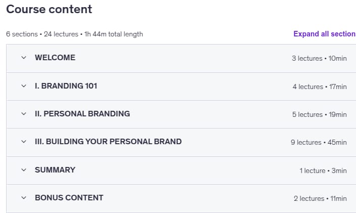 Course topics · Personal Branding: Strengthen Your Professional Reputation 2023-10