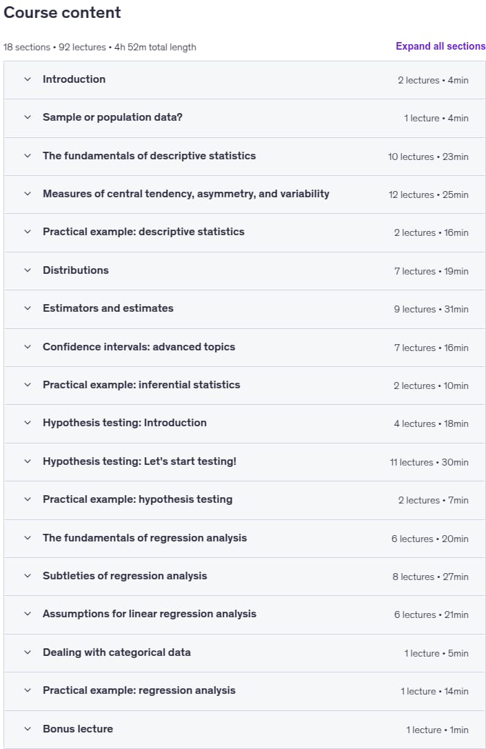 Course topics · Statistics for Data Science and Business Analysis 2024-2