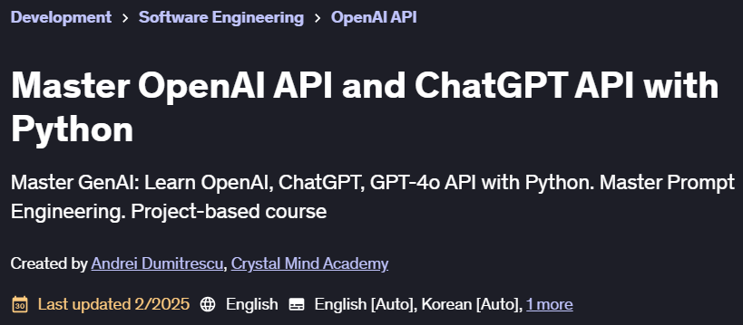 Pictures · Master OpenAI API and ChatGPT API with Python 2024-5
