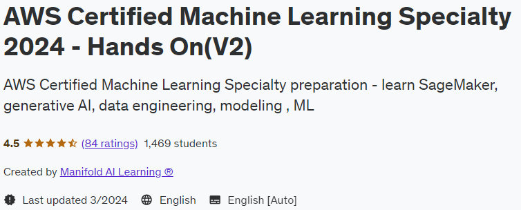 Pictures · Udemy — AWS Certified Machine Learning Specialty 2024 – Hands On(V2) 2023-5