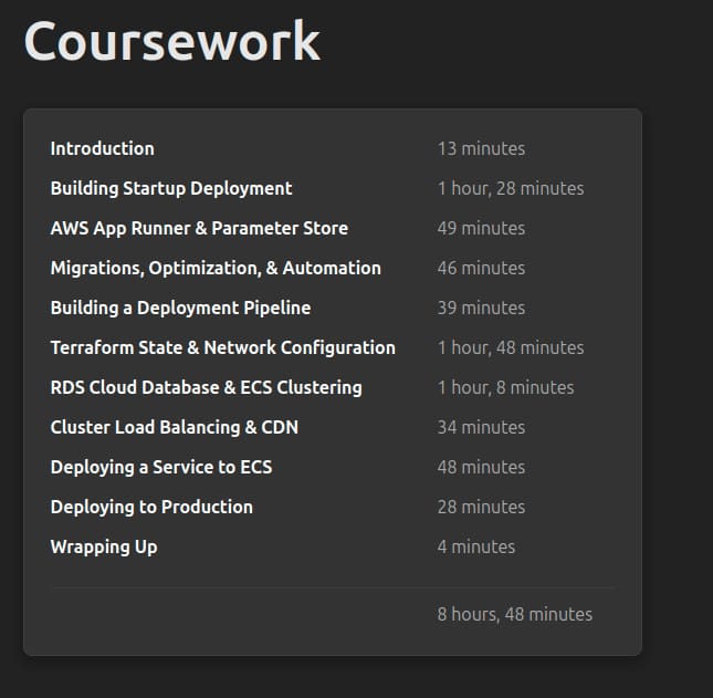 Course topics · Frontend Masters — Cloud Infrastructure: Startup to Scale 2025-8