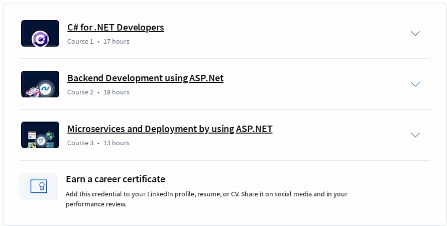 Course topics · Coursera — ASP.NET for Experienced Developers Specialization 2025-1