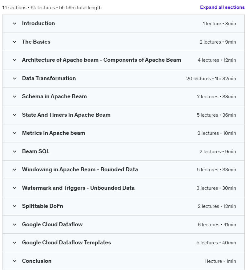 Course topics · Master Google Cloud Dataflow and Apache Beam 2024-7