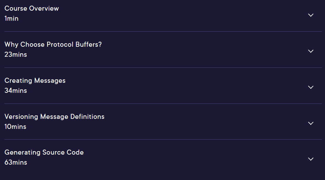 Course topics · Pluralsight — Protocol Buffer Fundamentals 2024-4