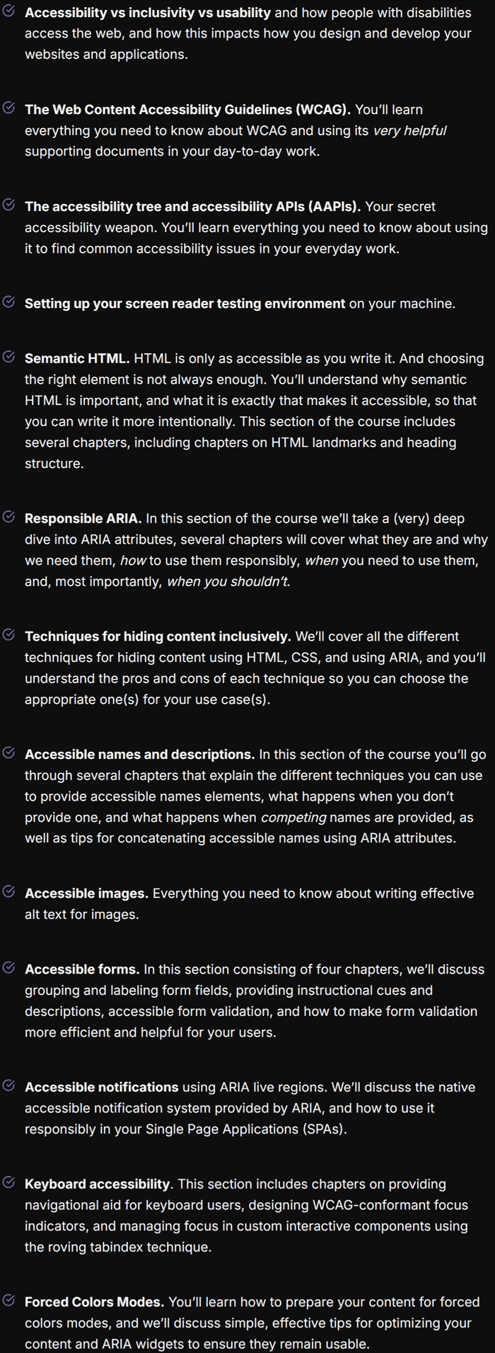 Course topics · Practical Accessibility – Practical Accessibility for web designers and developers 2024-12