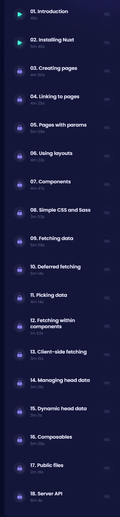 Course topics · CodeCourse — Getting Started with Nuxt 3 2021-11