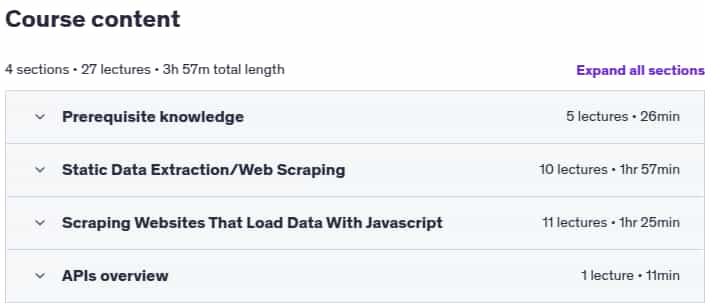 Course topics · Udemy — Web Scraping In Python: Master The Fundamentals 2022-7
