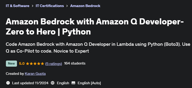 Pictures · Udemy — Amazon Bedrock with Amazon Q Developer-Zero to Hero | Python 2024-11