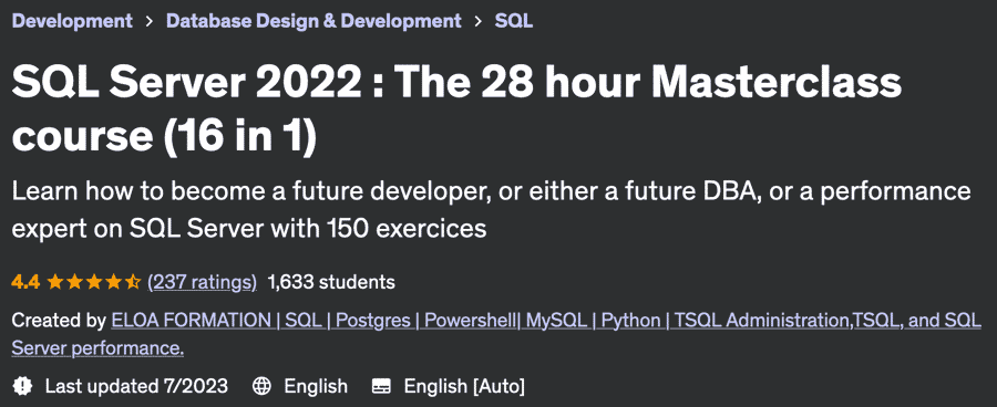Pictures · Udemy — SQL Server 2022 : The 28 hour Masterclass course (16 in 1) 2023-7