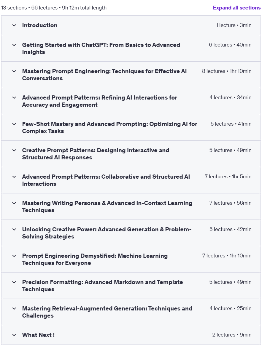 Course topics · Udemy — Mastering ChatGPT Prompt Engineering: Beginner to Advanced 2024-11