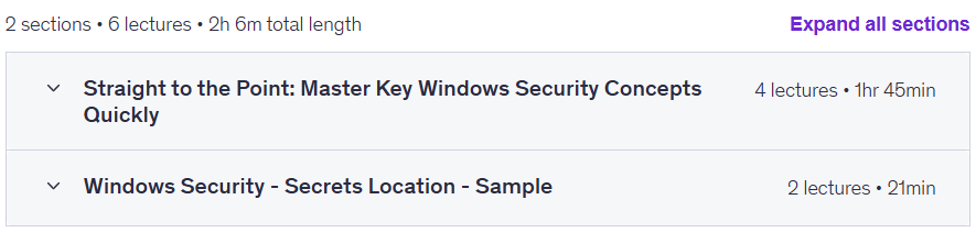 کورس کے موضوعات · Windows سیکورٹی - راز کی جگہ 2025-2