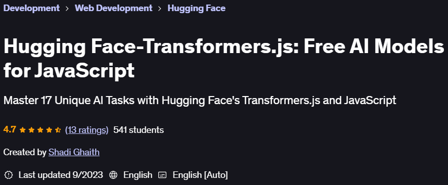 Pictures · Udemy — Hugging Face-Transformers.js: Free AI Models for JavaScript 2023-9