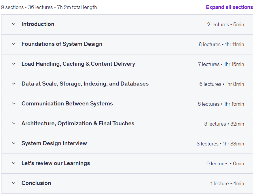 Course topics · Udemy — System Design Masterclass 2025-7