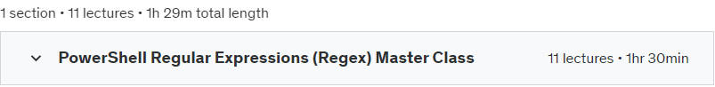 Course topics · Udemy — PowerShell Regular Expressions: Regex Master Class 2024-4