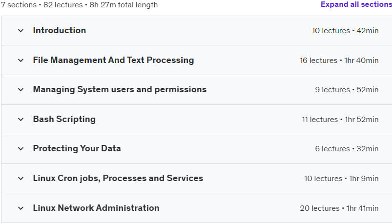 Course topics · Linux Administration: Master Bash and Command Line Interface 2024-6
