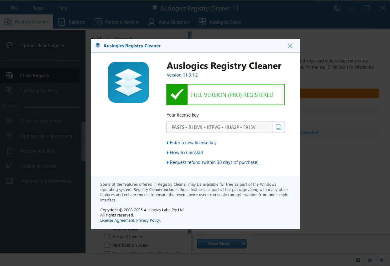 Imágenes · Auslogics Registry Cleaner Profesional 11.1.0.1