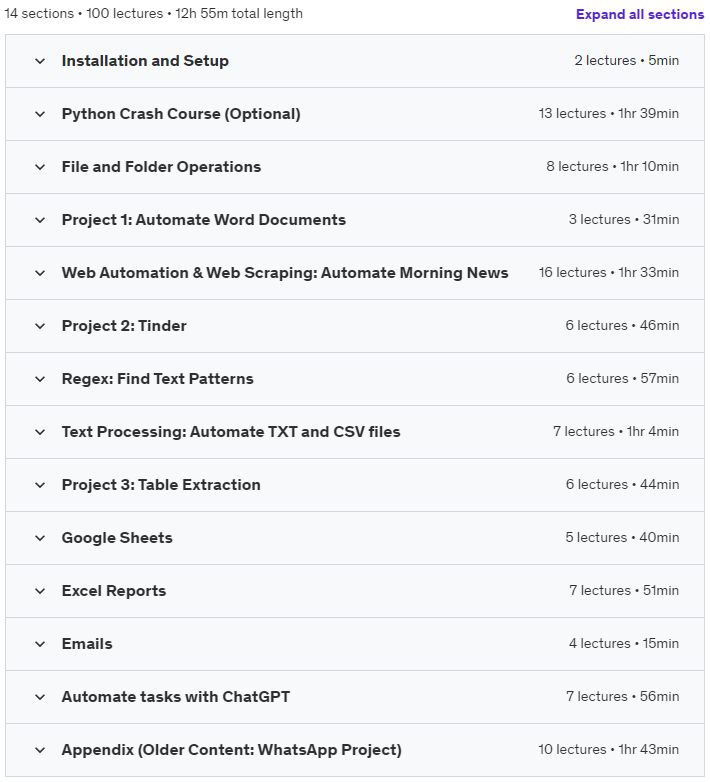 Course topics · Automate Your Life With Python + ChatGPT Prize [2024] 2022-7
