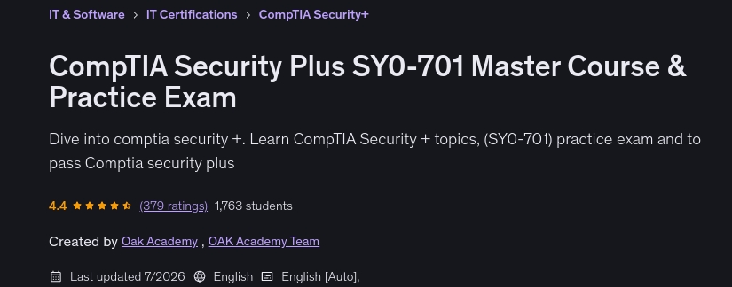 चित्र · CompTIA सुरक्षा के साथ-701 मास्टर पाठ्यक्रम और अभ्यास परीक्षा 2026-6