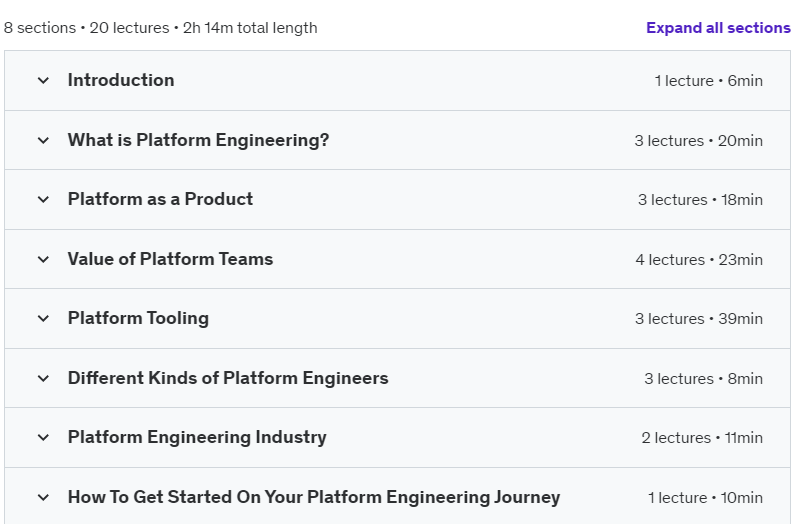 Course topics · Udemy — Introduction to Platform Engineering 2024-10