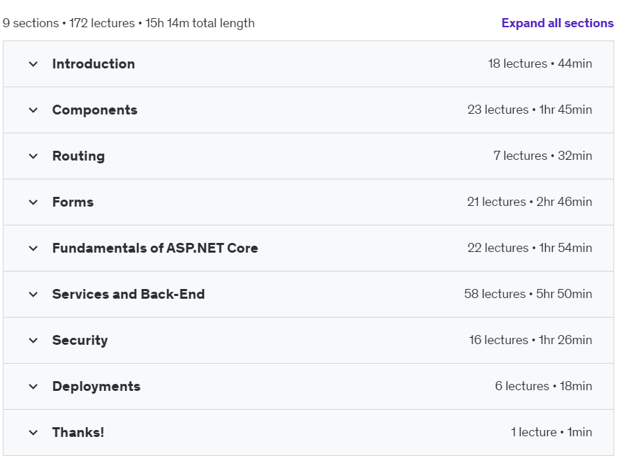 Course topics · Udemy — Building Applications with Angular 18 and ASP.NET Core 9 2024-8
