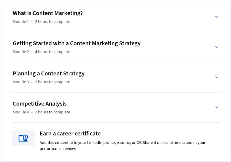 Course topics · Coursera — The Strategy of Content Marketing 2026-10