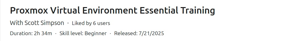 Pictures · Proxmox Virtual Environment Essential Training 2025-7
