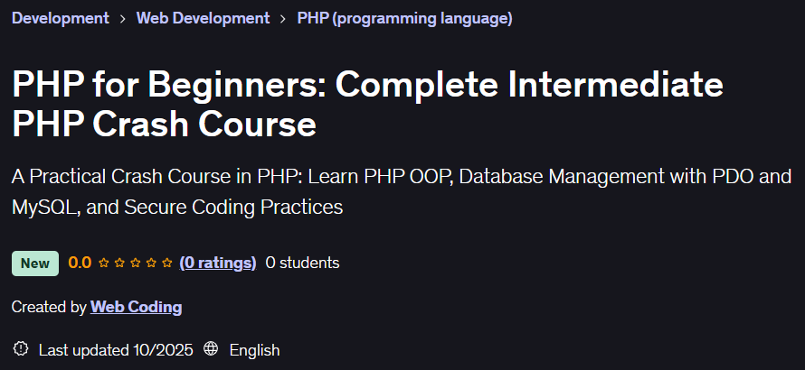 Pictures · Udemy — PHP for Beginners: Complete Intermediate PHP Crash Course 2025-10