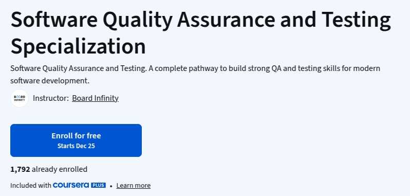 Pictures · Coursera — Software Quality Assurance and Testing Specialization 2025-12