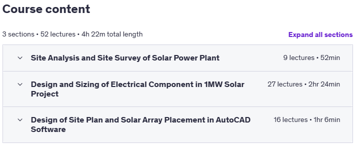 Sujets du cours · Conception de 1MW de pièces d'usine solaire montée au sol 1 2022-12