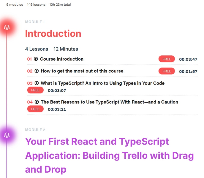 Course topics · newline — Fullstack React with TypeScript 2023-10